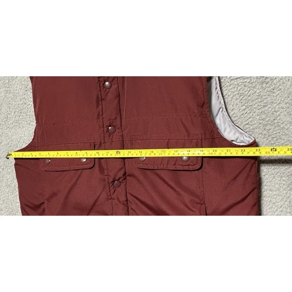 Vintage 70s Sears Mens Store Duck‎ Down L Brown Puffer Vest Snap Pockets Rancher